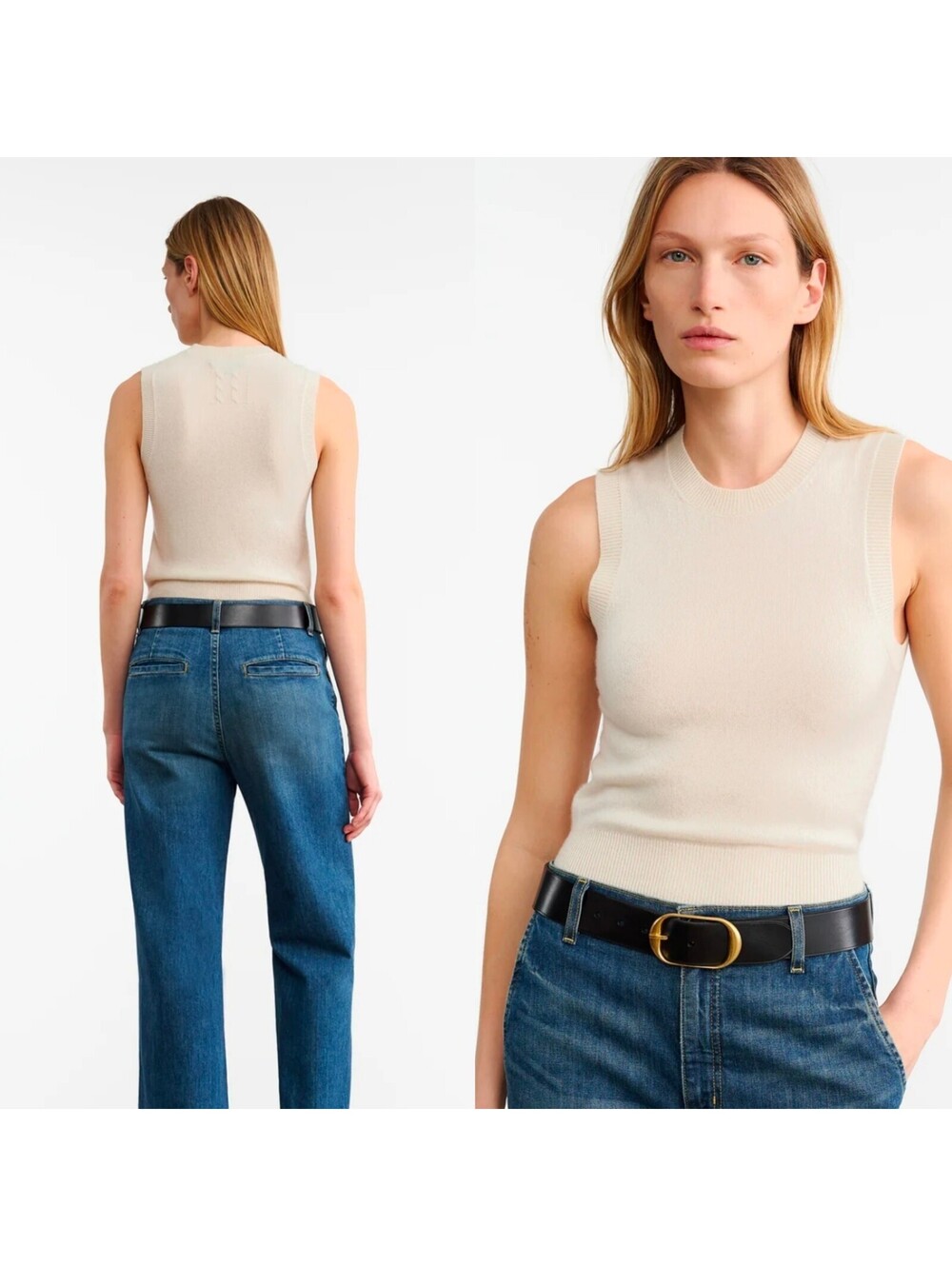 Nili Lotan May Sweater Tank Small 100% Cashmere Ivory Old Money Preppy NWT $470